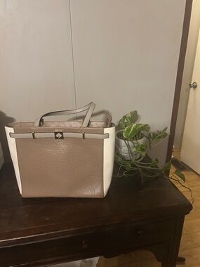kate spade Beige and White Two-Tone Structured Tote